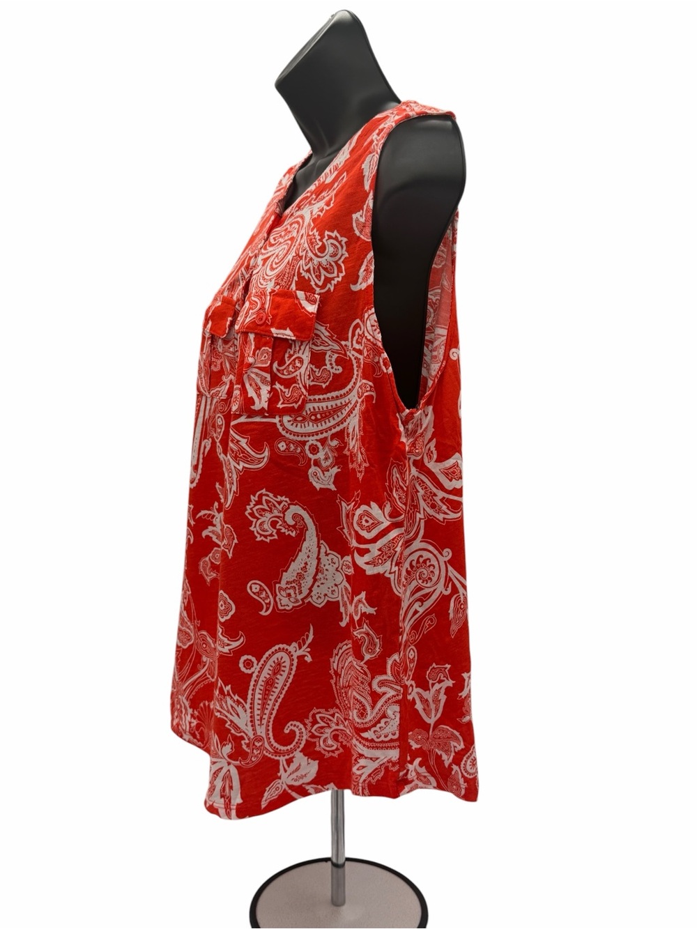 NY&C SoHo Jeans Collection Sleeveless Red Paisley Button-Front Women's Top - Picture 7 of 9
